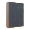 Kleiderschrank Doros Rondi mit Drehtüren mit Oberschrank Artisan Eiche / Graphitgrau 4 Türen 160x52x236 (80737828)