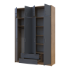 Kleiderschrank Doros Rondi mit Drehtüren mit Oberschrank Artisan Eiche / Graphitgrau 4 Türen 160x52x236 (80737828)
