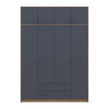 Kleiderschrank Doros Rondi mit Drehtüren mit Oberschrank Artisan Eiche / Graphitgrau 4 Türen 160x52x236 (80737828)