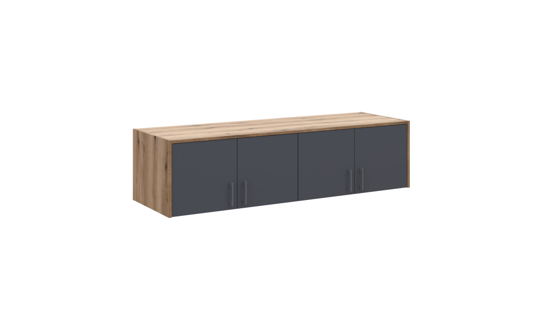 Kleiderschrank Doros Rondi mit Drehtüren mit Oberschrank Artisan Eiche / Graphitgrau 4 Türen 160x52x236 (80737828)