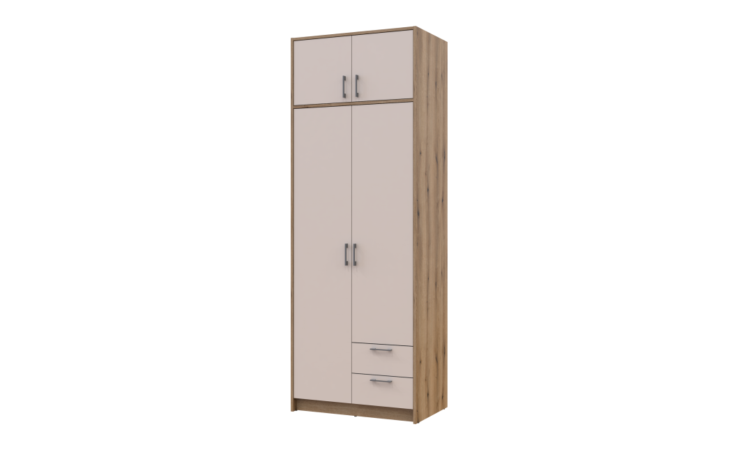 Kleiderschrank Doros Rondi mit Drehtüren mit Oberschrank Artisan Eiche / Kaschmir 2 Türen 82x52x236 (80737809)