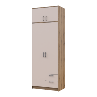 Kleiderschrank Doros Rondi mit Drehtüren mit Oberschrank Artisan Eiche / Kaschmir 2 Türen 82x52x236 (80737809)