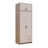 Kleiderschrank Doros Rondi mit Drehtüren mit Oberschrank Artisan Eiche / Kaschmir 2 Türen 82x52x236 (80737809)