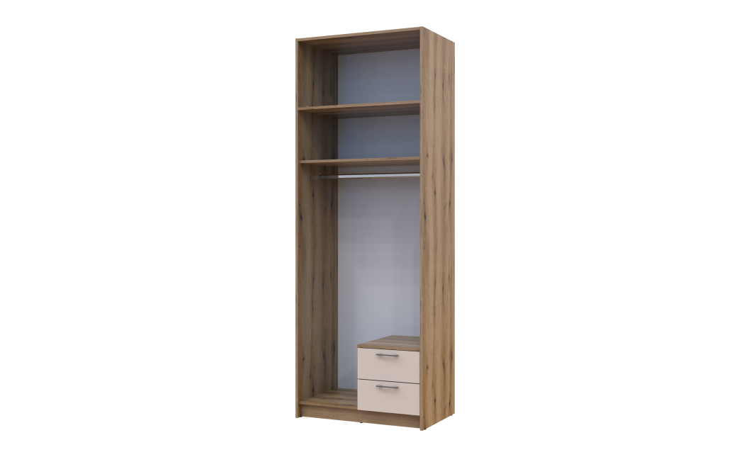 Kleiderschrank Doros Rondi mit Drehtüren mit Oberschrank Artisan Eiche / Kaschmir 2 Türen 82x52x236 (80737809)