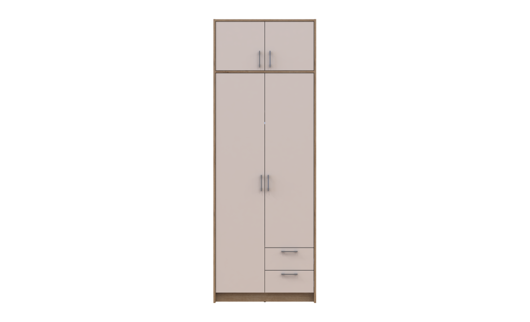 Kleiderschrank Doros Rondi mit Drehtüren mit Oberschrank Artisan Eiche / Kaschmir 2 Türen 82x52x236 (80737809)