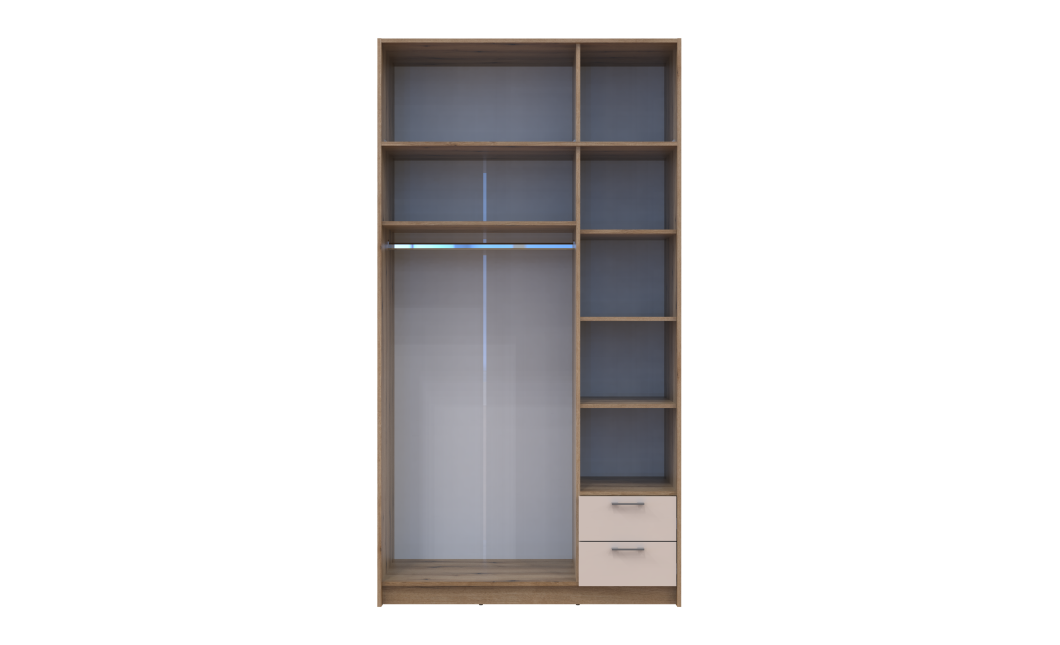 Kleiderschrank Doros Rondi mit Drehtüren mit Oberschrank Artisan Eiche / Kaschmir 3 Türen 121x52x236 (80737819)