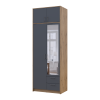 Kleiderschrank Doros Rondi mit Drehtüren mit Oberschrank und Spiegel Artisan Eiche / Graphitgrau 2 Türen 82x52x236 (80737810)