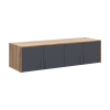 Kleiderschrank Doros Rondi mit Drehtüren und Spiegel Artisan Eiche / Graphitgrau 4 Türen 160x52x236 (80737830)