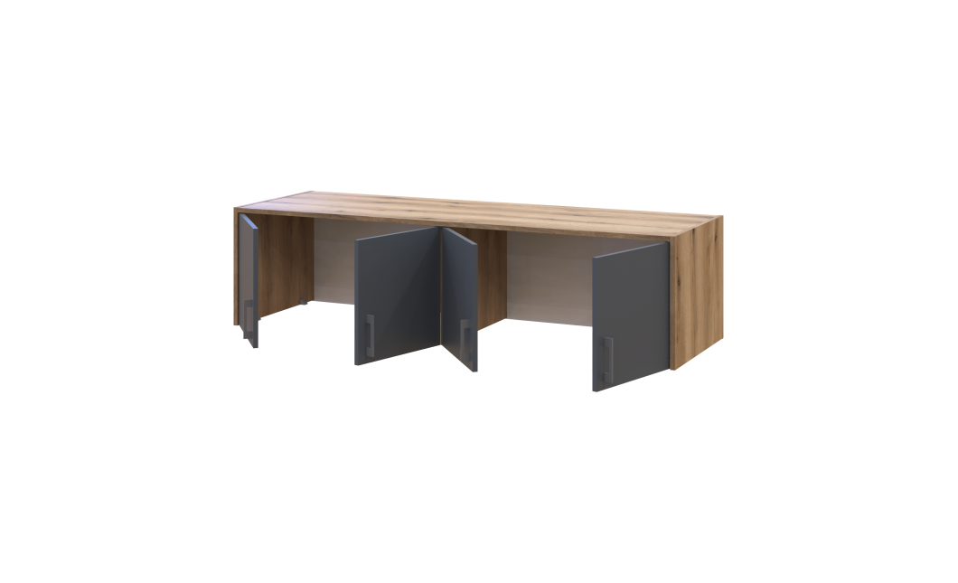 Kleiderschrank Doros Rondi mit Drehtüren und Spiegel Artisan Eiche / Graphitgrau 4 Türen 160x52x236 (80737830)