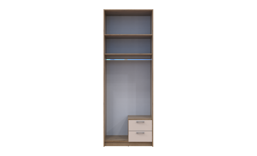 Kleiderschrank Doros Rondi mit Drehtüren und Spiegel Artisan Eiche / Kaschmir 2 Türen 82x52x236 (80737811)