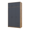 Kleiderschrank Doros Rondi mit Drehtüren mit Oberschrank Artisan Eiche / Graphitgrau 3 Türen 121x52x236 (80737818)