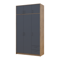 Kleiderschrank Doros Rondi mit Drehtüren mit Oberschrank Artisan Eiche / Graphitgrau 3 Türen 121x52x236 (80737818)