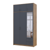 Kleiderschrank Doros Rondi mit Drehtüren und Spiegel Artisan Eiche / Graphitgrau 3 Türen 121x52x236 (80737820)