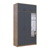Kleiderschrank Doros Rondi mit Drehtüren und Spiegel Artisan Eiche / Graphitgrau 3 Türen 121x52x236 (80737820)