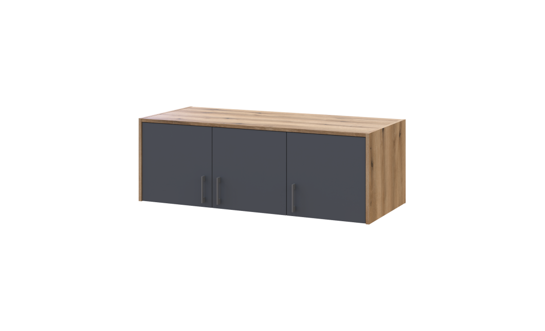 Kleiderschrank Doros Rondi mit Drehtüren und Spiegel Artisan Eiche / Graphitgrau 3 Türen 121x52x236 (80737820)