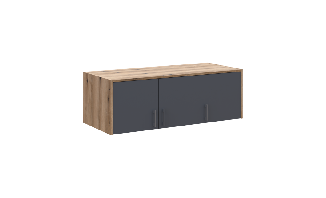 Kleiderschrank Doros Rondi mit Drehtüren und Spiegel Artisan Eiche / Graphitgrau 3 Türen 121x52x236 (80737820)