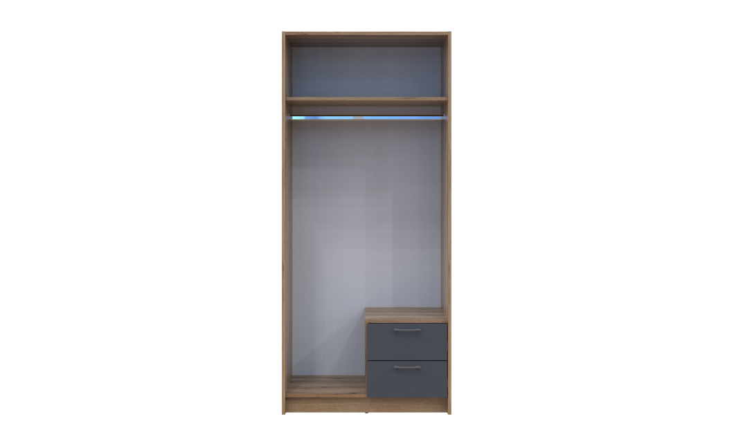 Kleiderschrank Doros Rondi mit Drehtüren mit Spiegel Artisan Eiche / Graphitgrau 2 Türen 82x52x195 (80737806)
