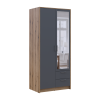 Kleiderschrank Doros Rondi mit Drehtüren mit Spiegel Artisan Eiche / Graphitgrau 2 Türen 82x52x195 (80737806)