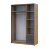 Kleiderschrank Doros Rondi mit Drehtüren mit Spiegel Artisan Eiche / Graphitgrau 3 Türen 121x52x195 (80737816)