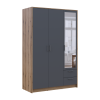 Kleiderschrank Doros Rondi mit Drehtüren mit Spiegel Artisan Eiche / Graphitgrau 3 Türen 121x52x195 (80737816)