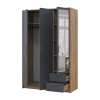 Kleiderschrank Doros Rondi mit Drehtüren mit Spiegel Artisan Eiche / Graphitgrau 3 Türen 121x52x195 (80737816)