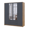 Kleiderschrank Doros Rondi mit Drehtüren mit Spiegel Artisan Eiche / Graphitgrau 4 Türen 160x52x195 (80737826)