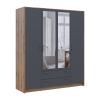 Kleiderschrank Doros Rondi mit Drehtüren mit Spiegel Artisan Eiche / Graphitgrau 4 Türen 160x52x195 (80737826)