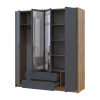 Kleiderschrank Doros Rondi mit Drehtüren mit Spiegel Artisan Eiche / Graphitgrau 4 Türen 160x52x195 (80737826)