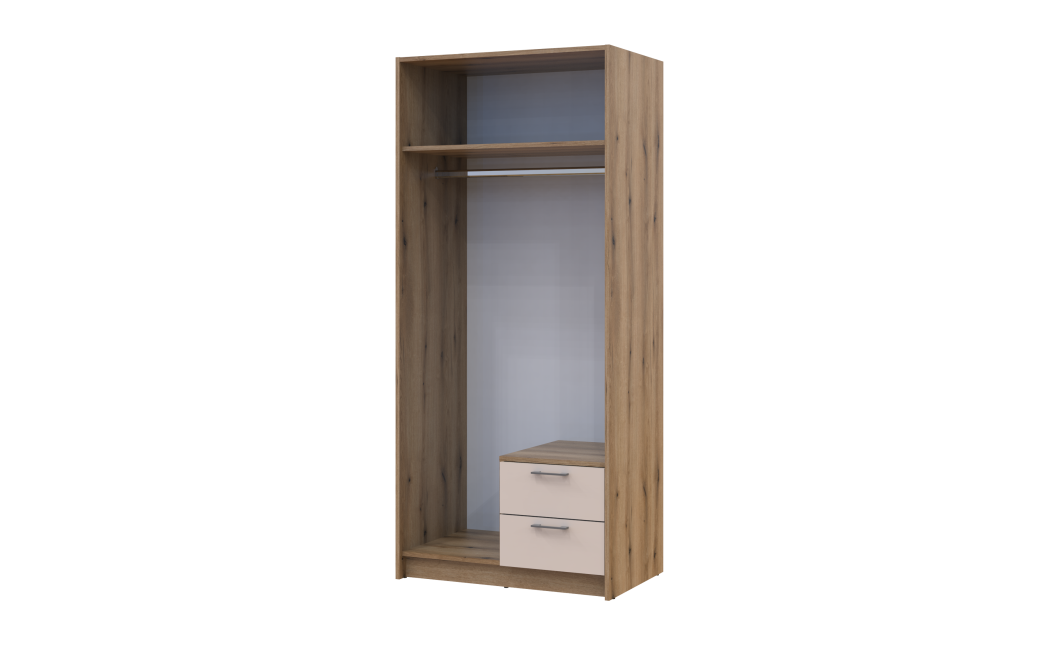 Kleiderschrank Doros Rondi mit Drehtüren mit Spiegel Artisan Eiche / Kaschmir 2 Türen 82x52x195 (80737807)