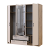 Kleiderschrank Doros Rondi mit Drehtüren mit Spiegel Artisan Eiche / Kaschmir 4 Türen 160x52x195 (80737827)