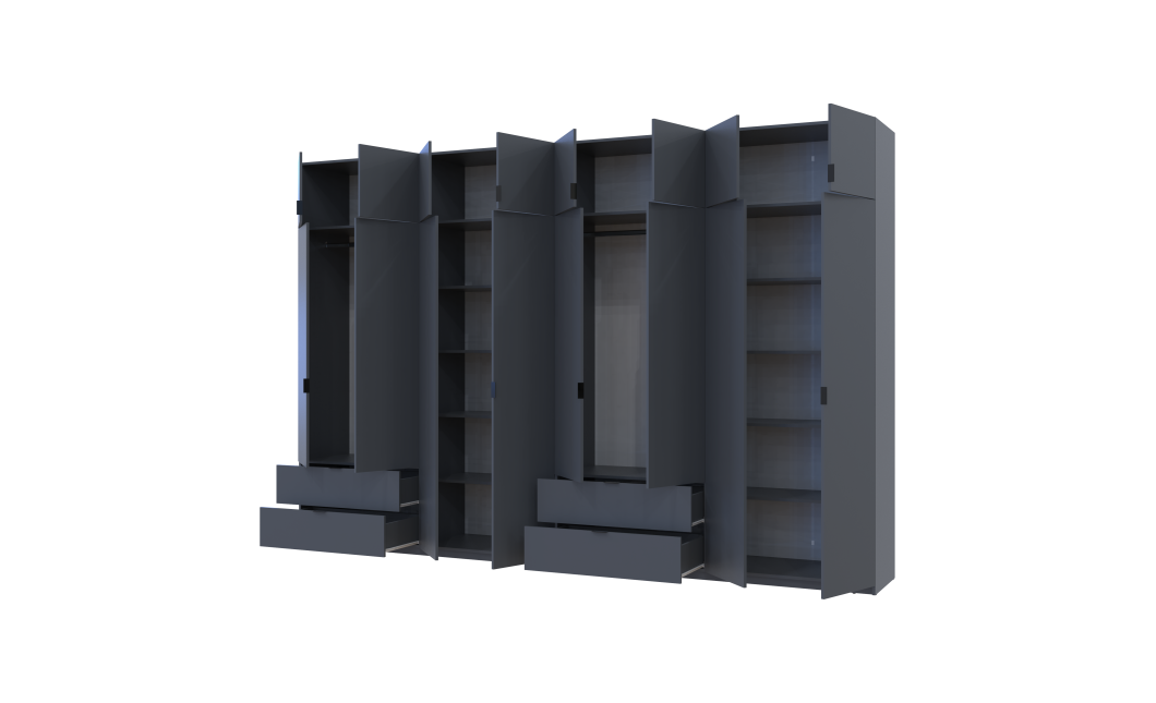 Kleiderschrank-Set Doros Lukas Graphitgrau 4+4 Türen 360x50x240 (42005145)