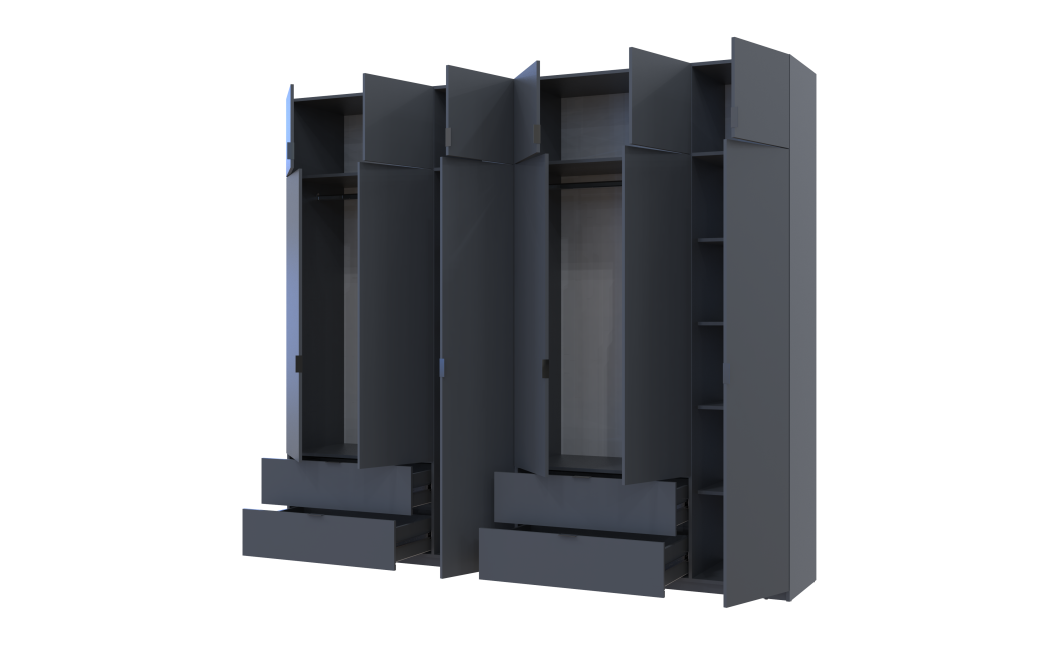 Kleiderschrank Doros Lukas Graphitgrau 3+3 Türen 270x50x240 (42005117)
