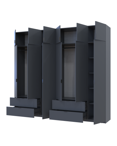 Kleiderschrank Doros Lukas Graphitgrau 3+3 Türen 270x50x240 (42005117)