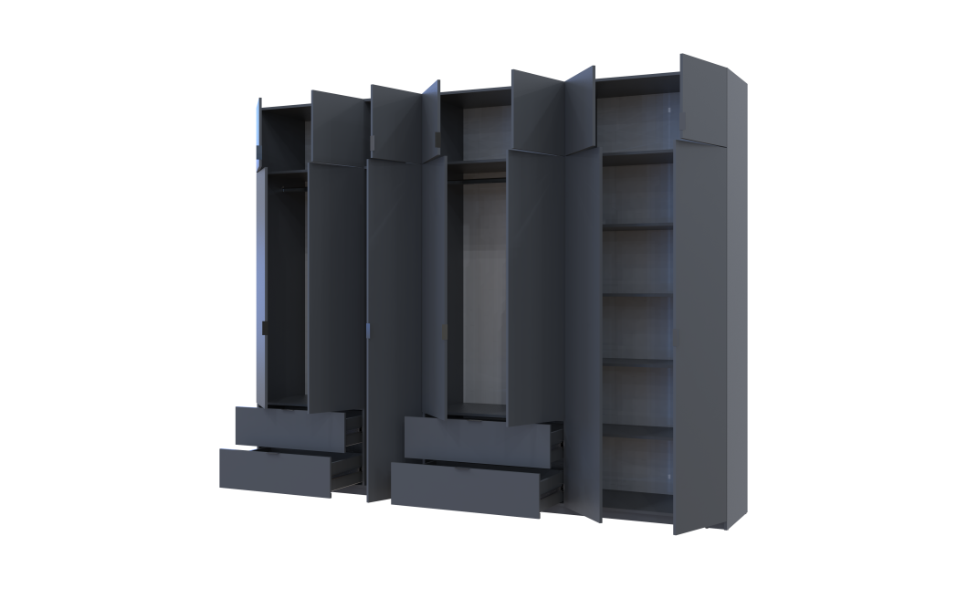 Kleiderschrank Doros Lukas Graphitgrau 3+4 Türen 300x50x240 (42005133)