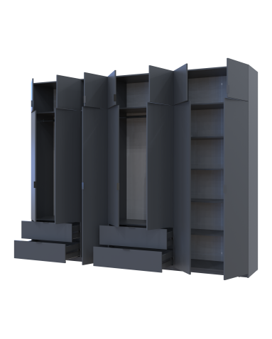 Kleiderschrank Doros Lukas Graphitgrau 3+4 Türen 300x50x240 (42005133)