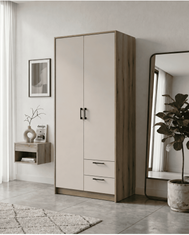 Kleiderschrank Doros Rondi mit Drehtüren Artisan Eiche / Kaschmir 2 Türen 82x52x195 (80737805)