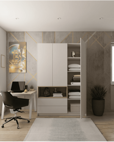 Kleiderschrank Doros Dale Kaschmir/Artisan Eiche 3 Türen 150x52x220 (80737726)