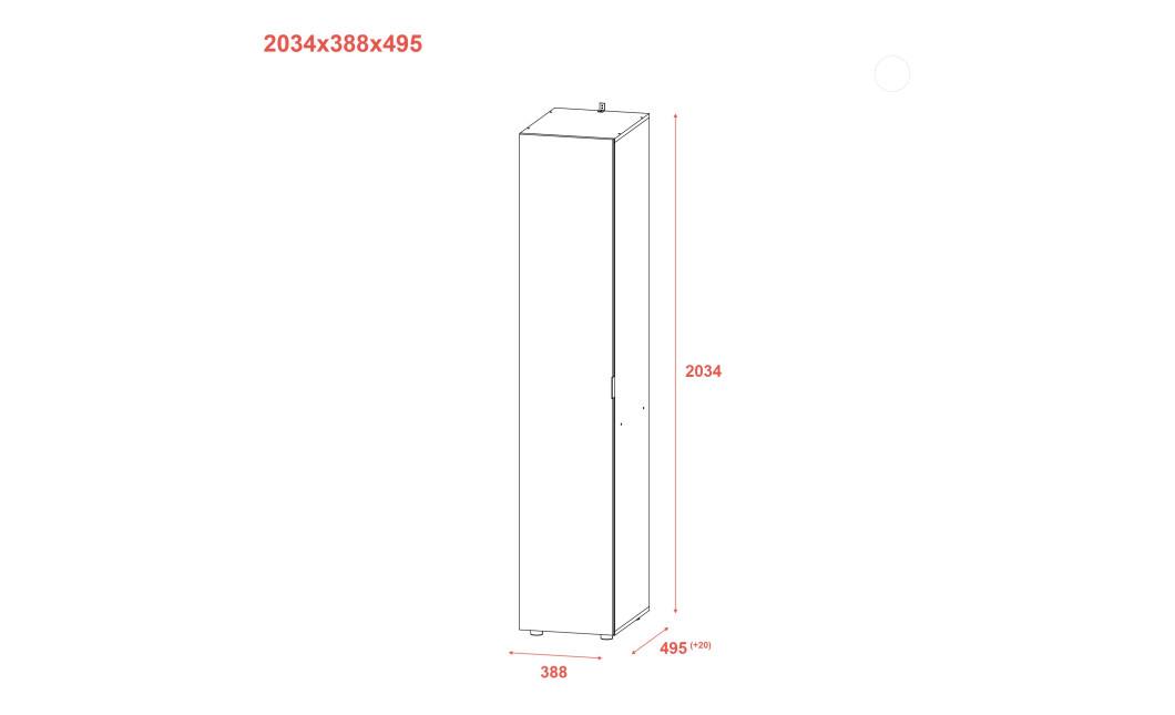 Kleiderschrank Doros Gelar Graphitgrau mit Spiegel 39x49,5x203,4 (44900244)