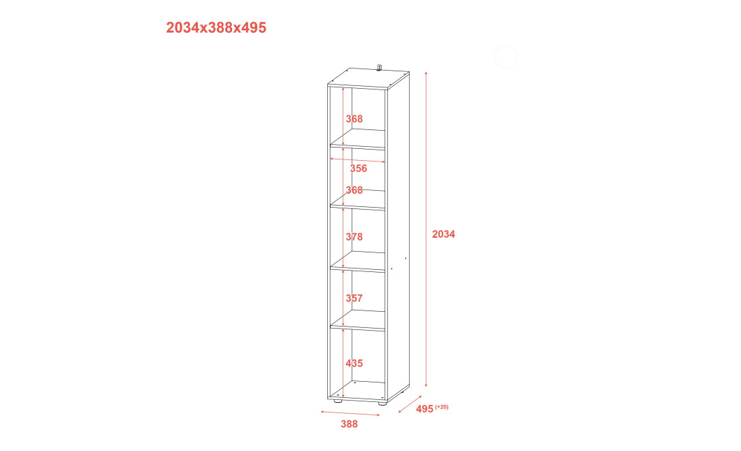 Kleiderschrank Doros Gelar Graphitgrau mit Spiegel 39x49,5x203,4 (44900244)