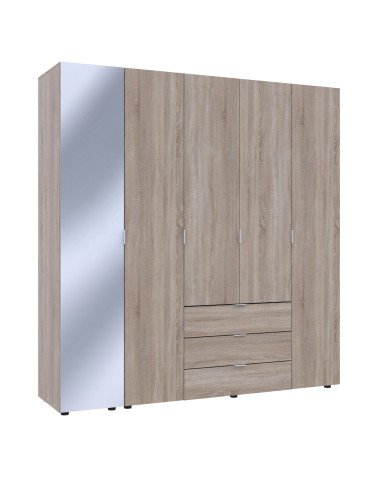 Drehtürenschrank Doros Gelar Sonoma Eiche 4 Türen mit Spiegel 194x49,5x203,4 (42002162)