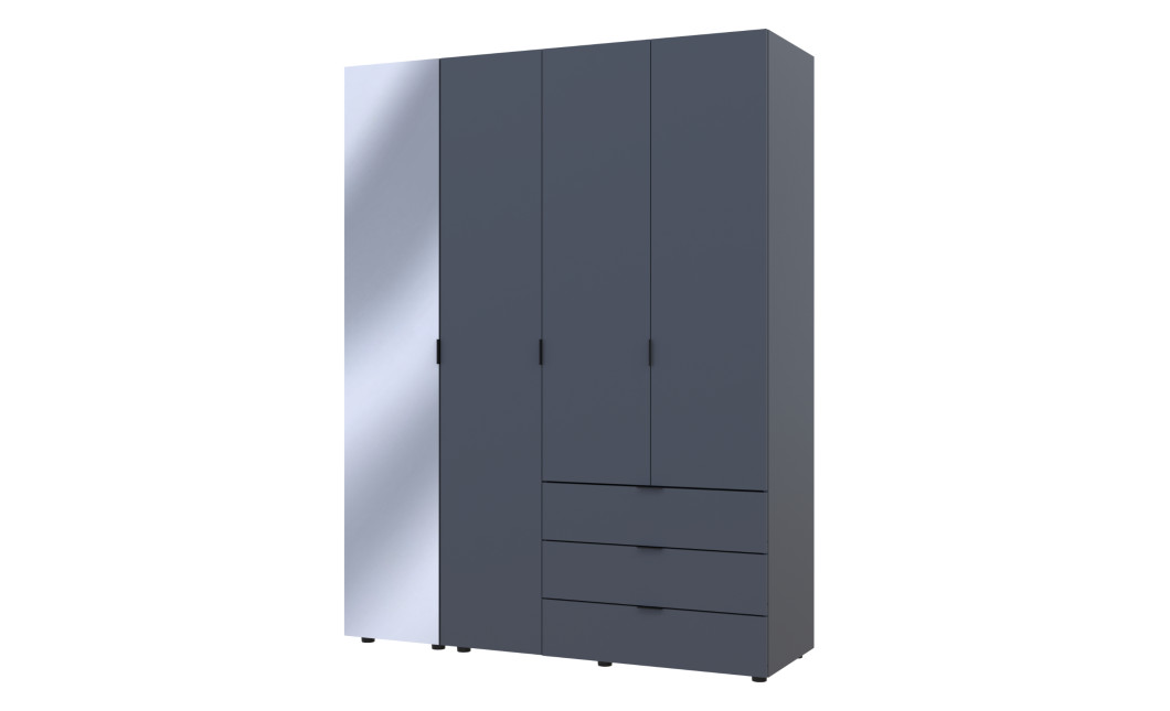Kleiderschrank Doros Gelar Graphitgrau 3 Türen mit Spiegel 155x49,5x203,4 (42002158)