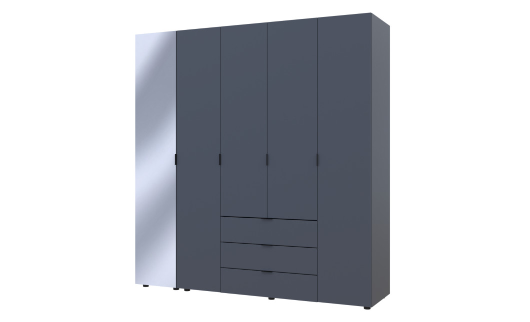 Drehtürenschrank Doros Gelar Graphitgrau 4 Türen mit Spiegel 194x49,5x203,4 (42002161)
