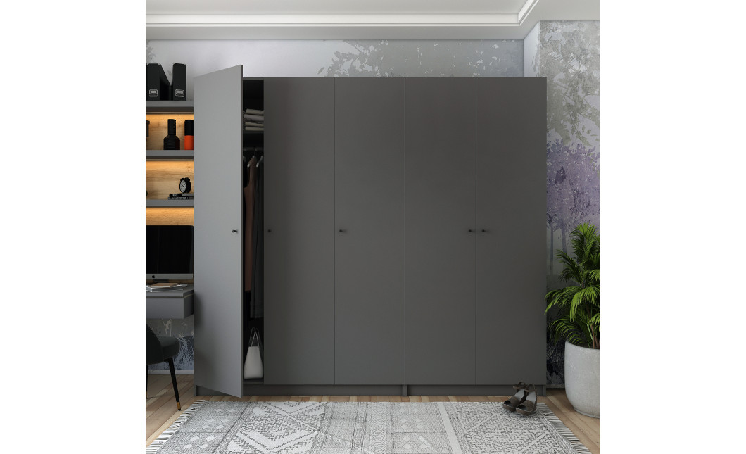 Kleiderschrank-Set Doros Promo Anthrazit 2+3 Türen 225x48x204 (42005335)