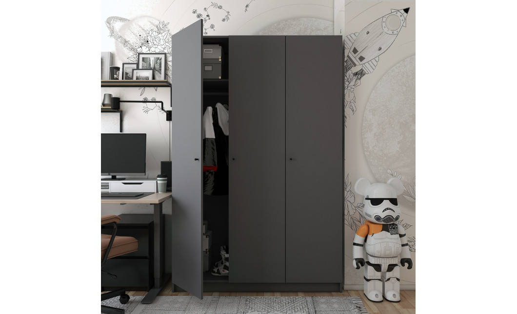 Kleiderschrank Doros Promo Anthrazit 3 Türen 135x48x204 (44900524)