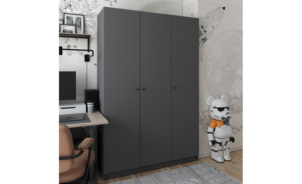 Kleiderschrank Doros Promo Anthrazit 3 Türen 135x48x204 (44900524)