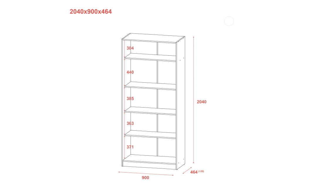 Kleiderschrank Doros Promo mit Drehtüren Weiß mit Böden 2 Türen 90x48x204 (42005100)