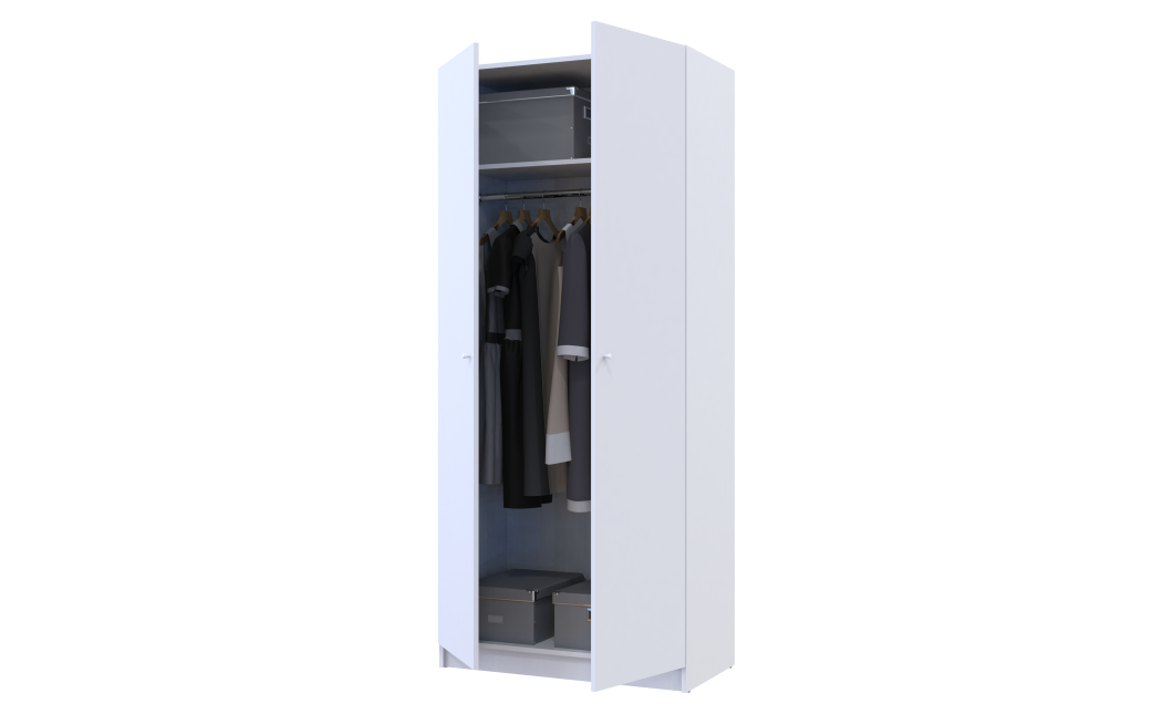 Kleiderschrank Doros Promo mit Drehtüren Weiß 2 Türen 90x48x204 (80737070)