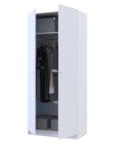 Kleiderschrank Doros Promo mit Drehtüren Weiß 2 Türen 90x48x204 (80737070)