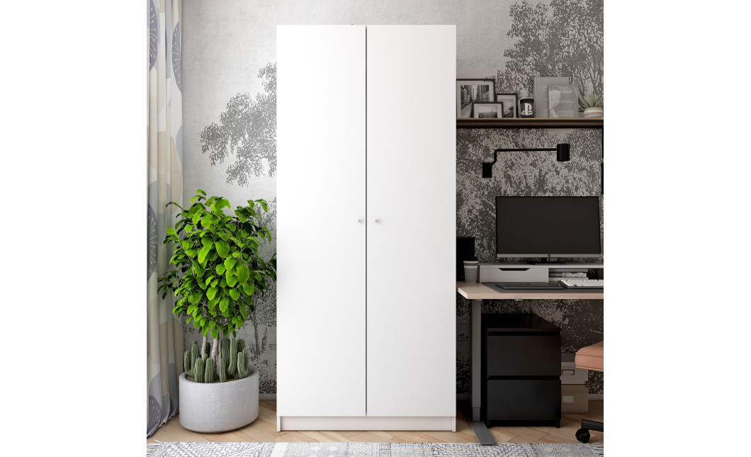 Kleiderschrank Doros Promo mit Drehtüren Weiß 2 Türen 90x48x204 (80737070)