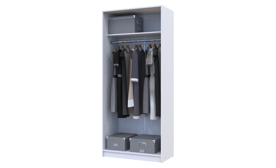 Kleiderschrank Doros Promo mit Drehtüren Weiß 2 Türen 90x48x204 (80737070)